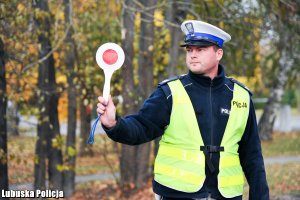 policjant zatrzymuje kierowcę do kontroli