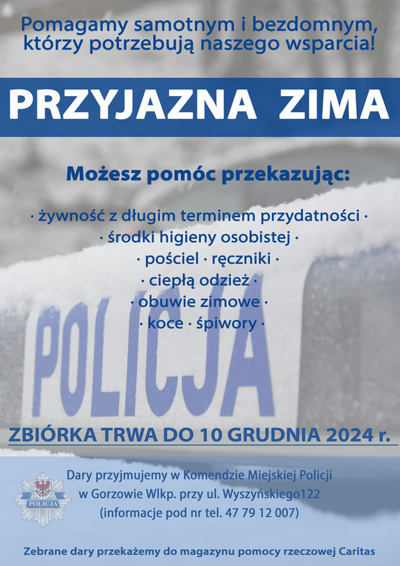 „Przyjazna zima” – zbiórka gorzowskich policjantów