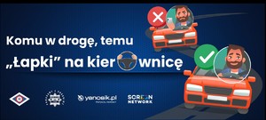 plakat promujący akcję &quot;Łapki na kierownicę&quot;