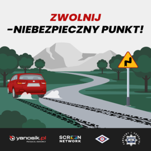 plakat zwolnij niebezpieczny punkt