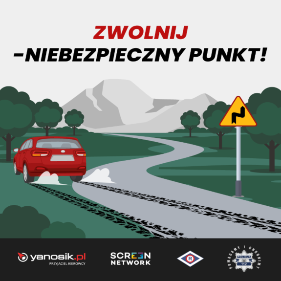 Zwolnij - Niebezpieczny punkt !