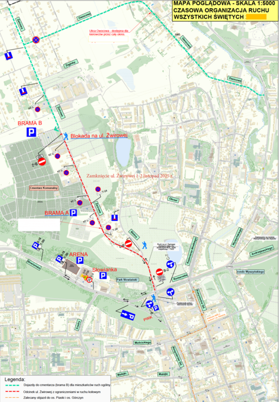 Organizacja ruchu drogowego w rejonie cmentarza