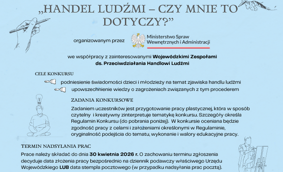 „Handel ludźmi - czy mnie to dotyczy?” - Rusza ogólnopolski konkurs plastyczny dla młodzieży