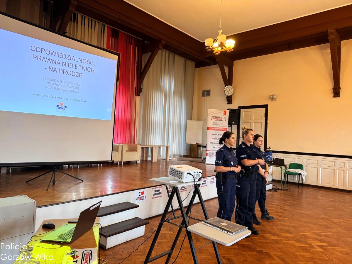 Europejski Tydzień Mobilności – prelekcja policjantów dla uczniów Zespołu Szkół Ekonomicznych w Gorzowie Wlkp.